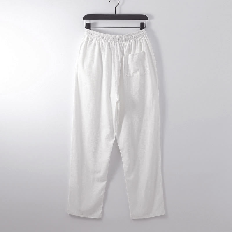 Buddha Stones Cross-Collars Cotton Linen Tang Suit Hanfu Top Pants Clothing Men's Set - image 16
