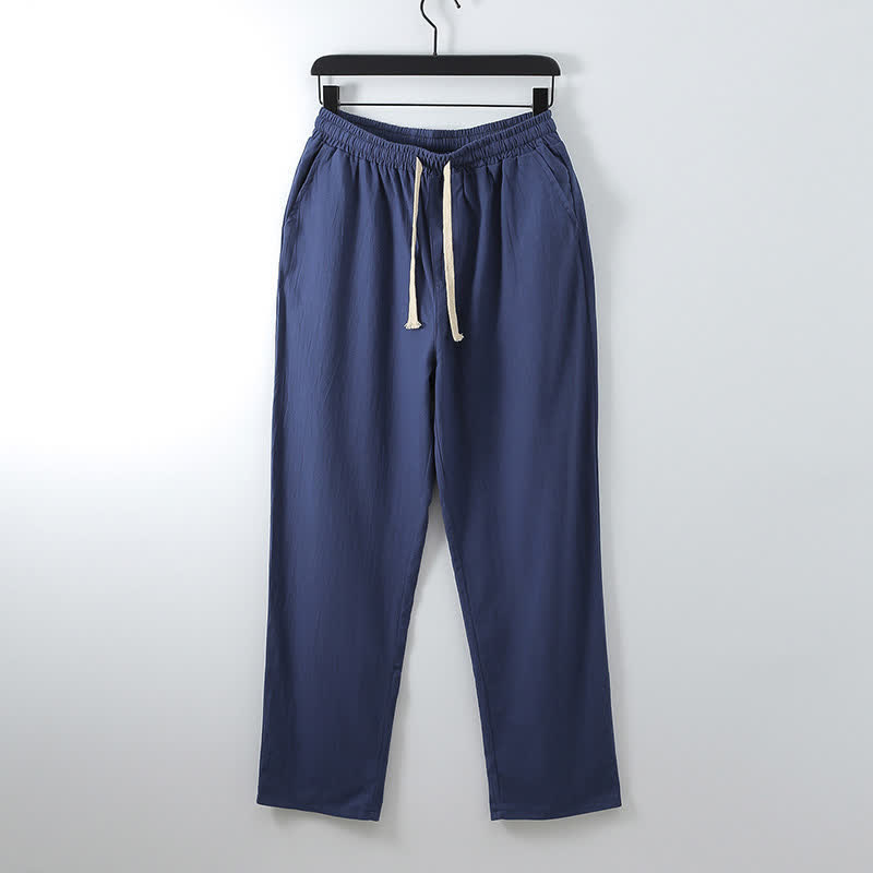 Buddha Stones Cross-Collars Cotton Linen Tang Suit Hanfu Top Pants Clothing Men's Set - image 25
