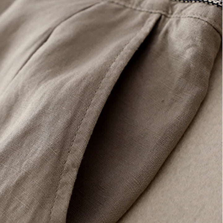 Buddha Stones Solid Color Front Button Back Elastic Women's Pants With Pockets - image 18