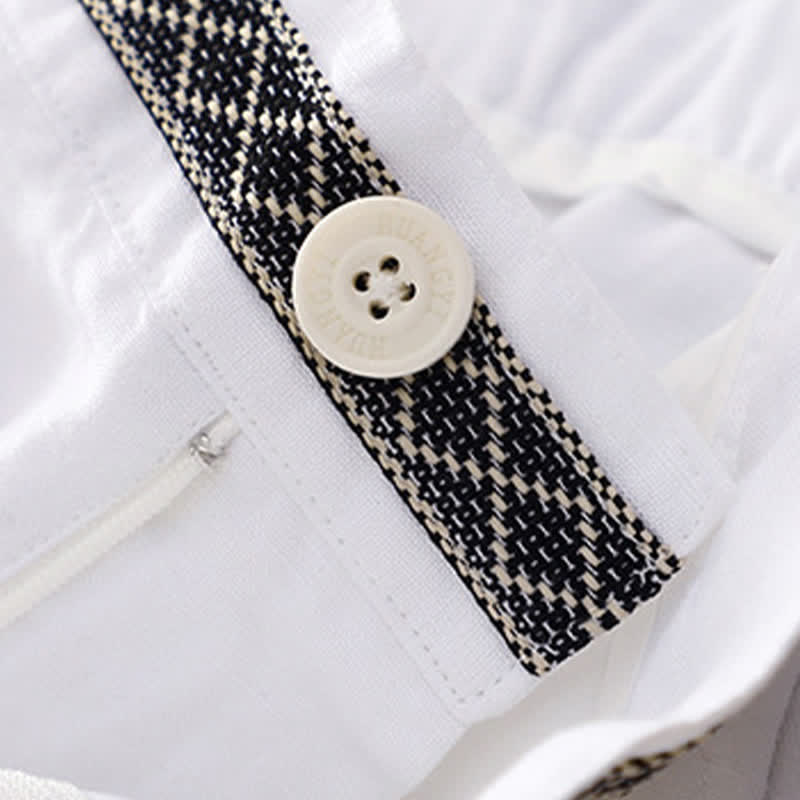 Buddha Stones Solid Color Front Button Back Elastic Women's Pants With Pockets - image 24