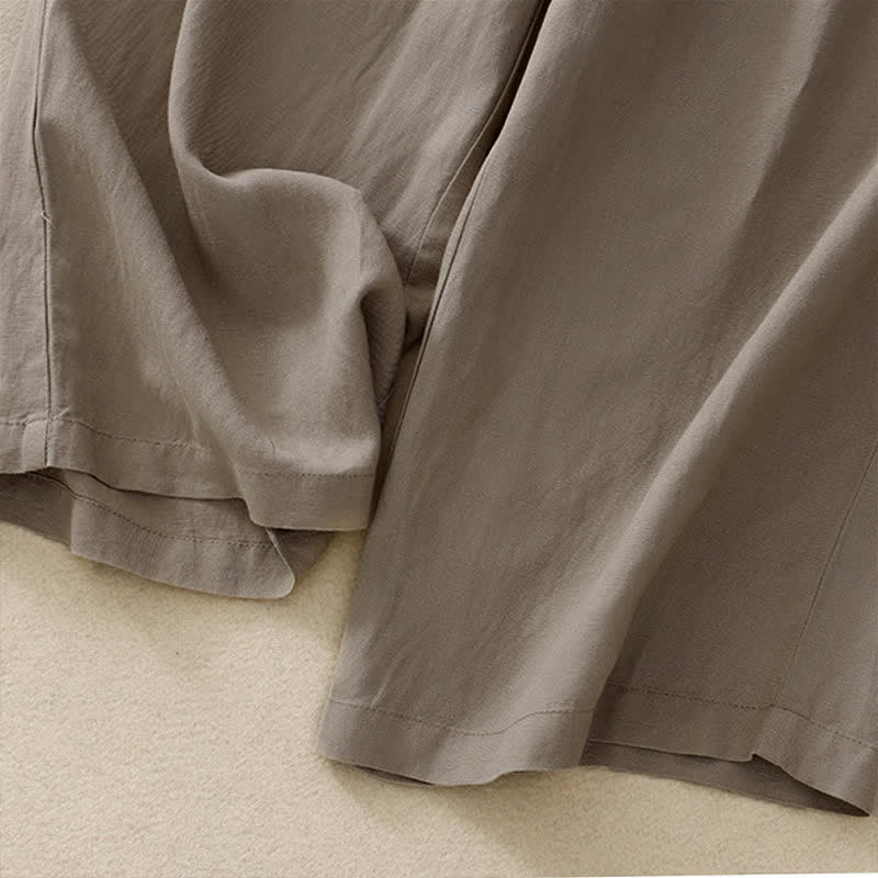 Buddha Stones Solid Color Front Button Back Elastic Women's Pants With Pockets - image 20