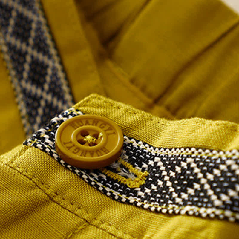 Buddha Stones Solid Color Front Button Back Elastic Women's Pants With Pockets - image 11
