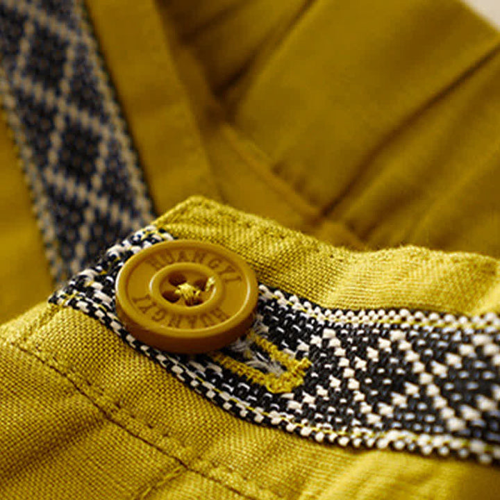 Buddha Stones Solid Color Front Button Back Elastic Women's Pants With Pockets - image 11
