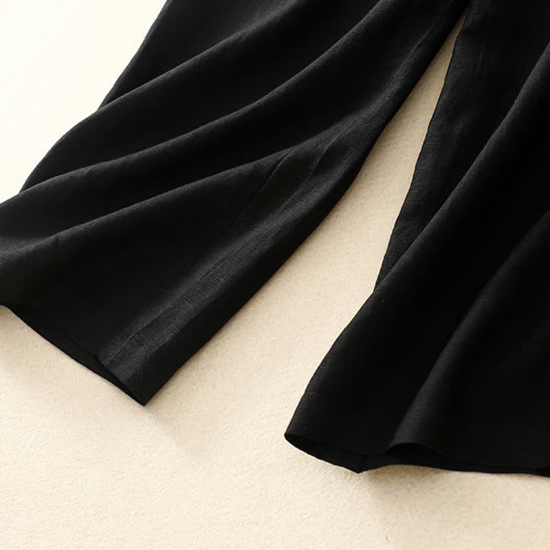 Buddha Stones Solid Color Front Button Back Elastic Women's Pants With Pockets - image 32