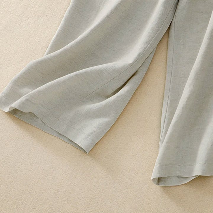 Buddha Stones Solid Color Front Button Back Elastic Women's Pants With Pockets - image 7