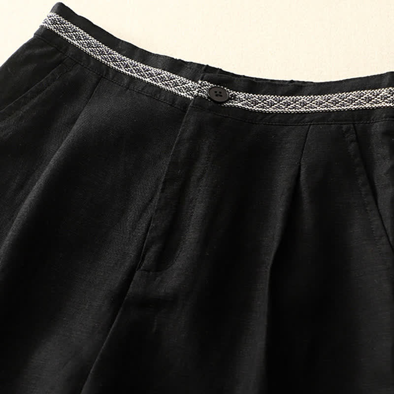 Buddha Stones Solid Color Front Button Back Elastic Women's Pants With Pockets - image 28