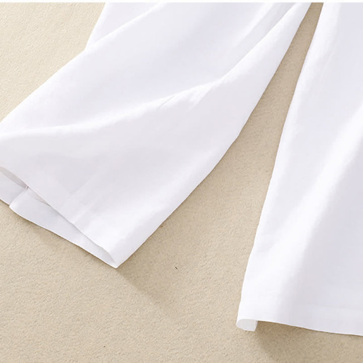 Buddha Stones Solid Color Front Button Back Elastic Women's Pants With Pockets - image 23