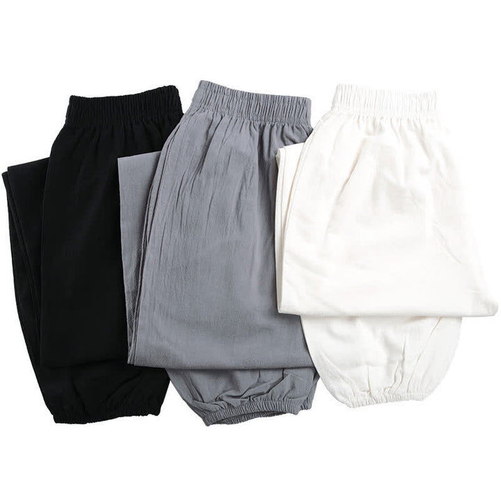 Buddha Stones Summer Solid Color Unisex Elastic Waist Tai Chi Qigong Practice Pants With Pockets - image 15