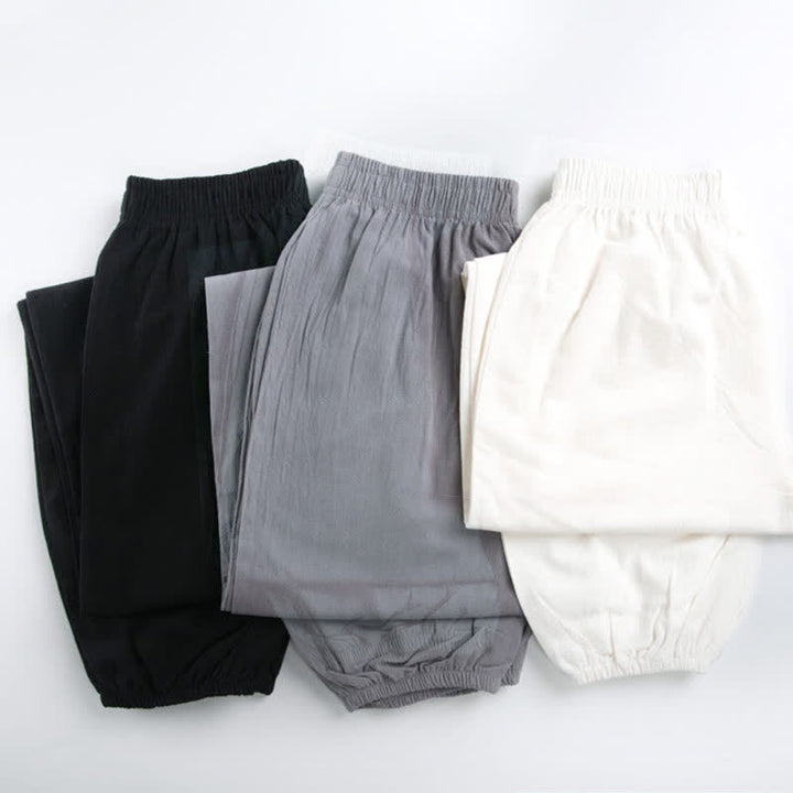 Buddha Stones Summer Solid Color Unisex Elastic Waist Tai Chi Qigong Practice Pants With Pockets - image 14