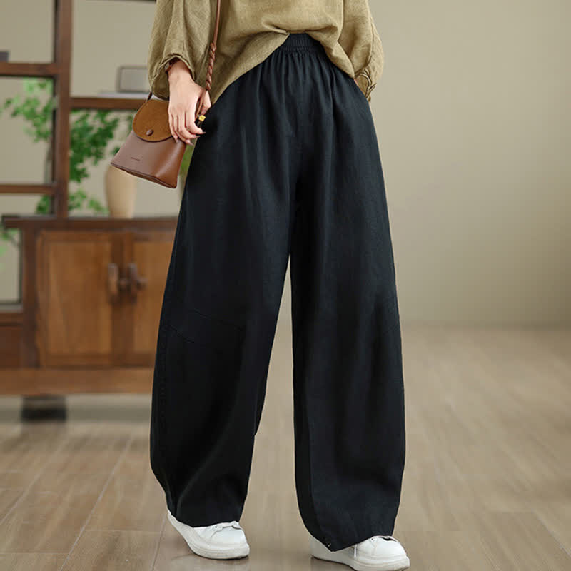 Buddha Stones Casual Plain Cotton Women's Wide Leg Pants With Pockets - image 29