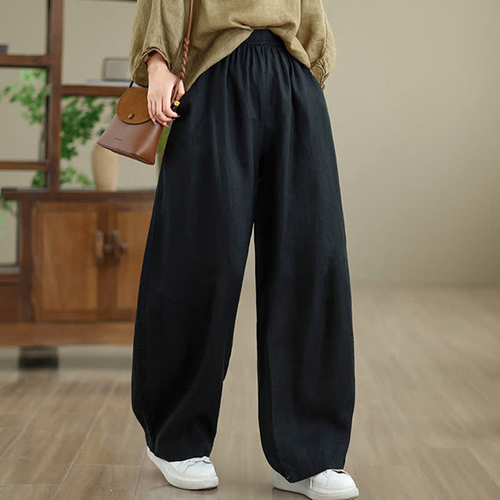 Buddha Stones Casual Plain Cotton Women's Wide Leg Pants With Pockets - image 29