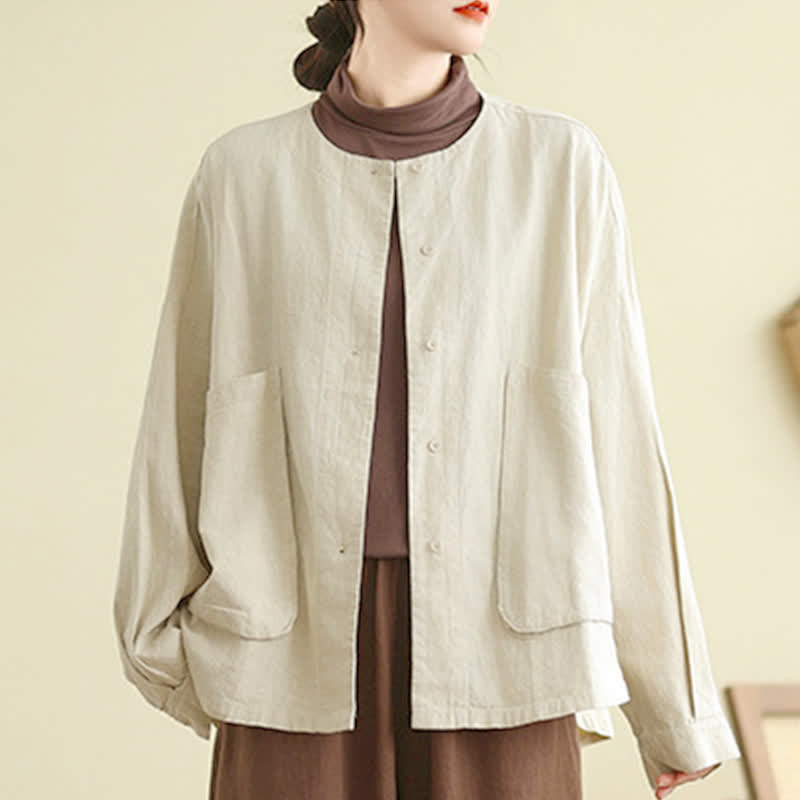 Buddha Stones Plain Design Long Sleeve Women's Jacket With Pockets - image 2
