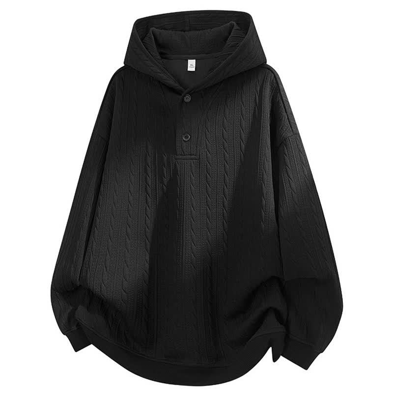 Buddha Stones Fall Winter Buttons Twisted Design Long Sleeve Men's Hoodie - image 9