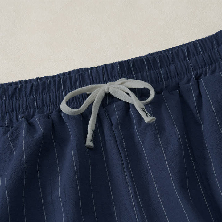 Buddha Stones Summer Casual Drawstring Striped Men's Shorts With Pockets - image 4