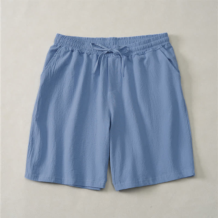 Buddha Stones Summer Casual Drawstring Solid Cotton Men's Shorts With Pockets - CornflowerBlue - US/UK/AU44，EU54 (3XL) - image 0