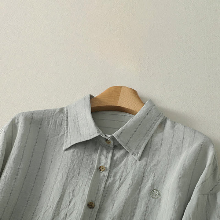 Buddha Stones Summer Casual Minimalist Button-Up Solid Women's Long Sleeve Shirts - image 16