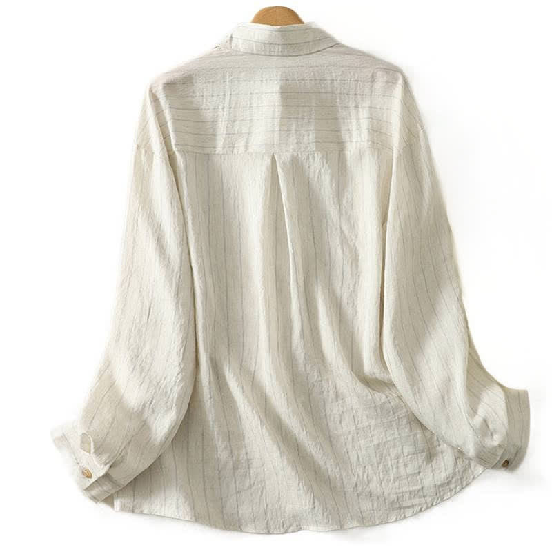 Buddha Stones Summer Casual Minimalist Button-Up Solid Women's Long Sleeve Shirts - image 1