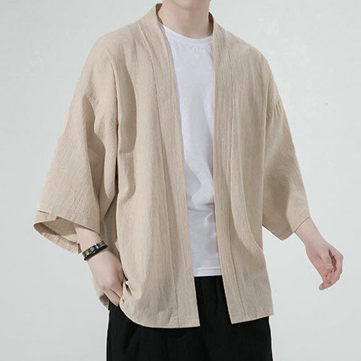 Buddha Stones Summer Casual Minimalist Solid Men's Kimonos - image 5