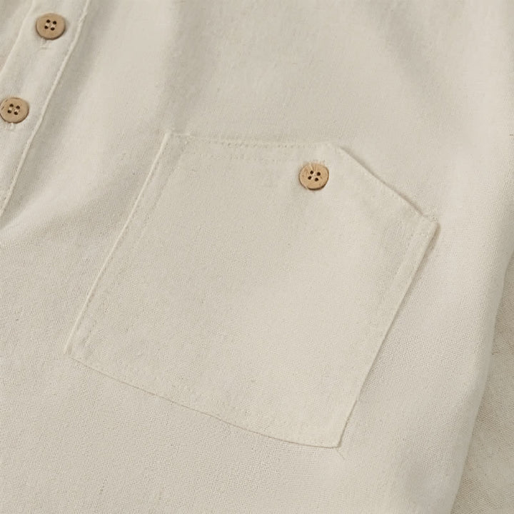 Buddha Stones Summer Casual Tang Style Mandarin Collar Solid Men's Short Sleeve Shirts With Pocket - image 24