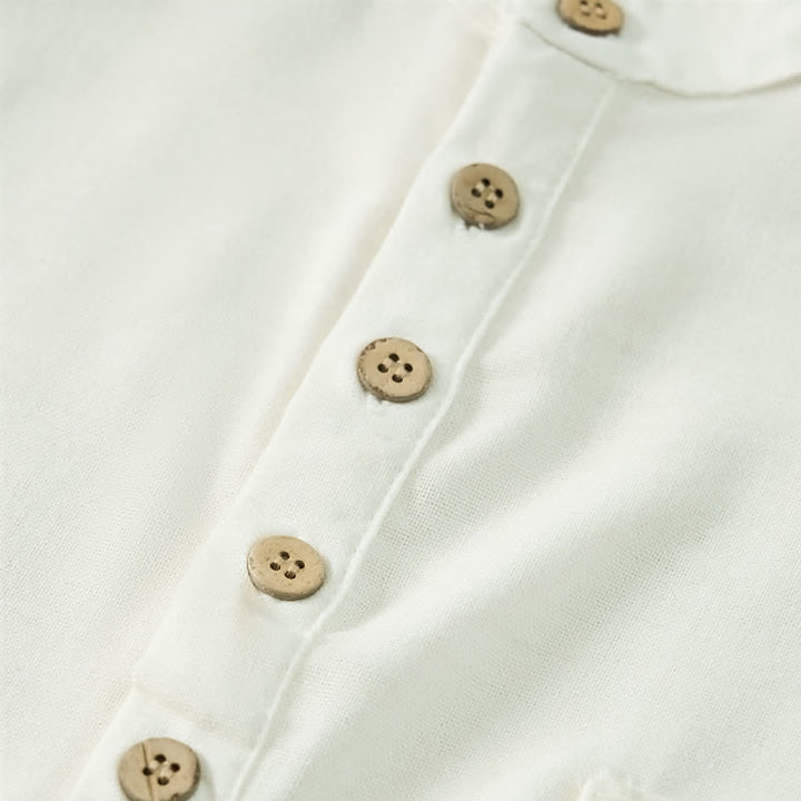 Buddha Stones Summer Casual Tang Style Mandarin Collar Solid Men's Short Sleeve Shirts With Pocket - image 28