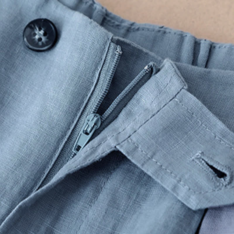 Buddha Stones Summer Casual Minimalist Button-Up Solid Ankle Pants Women's Wide Leg Pants With Pocket - image 2