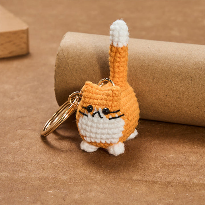 Buddha Stones Handmade Crochet Cute Cat Bag Charm Softness Keychains - image 3