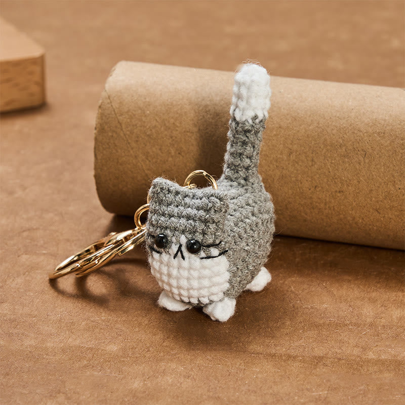 Buddha Stones Handmade Crochet Cute Cat Bag Charm Softness Keychains - image 8