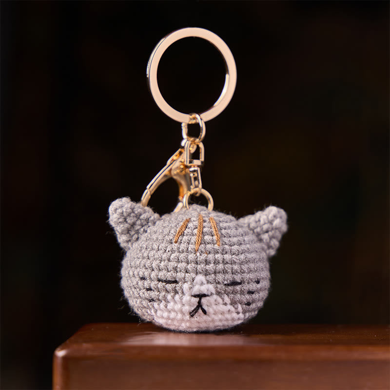 Buddha Stones Hand-Woven Crochet Cute Cat Head Bag Harmony Keychains - image 7