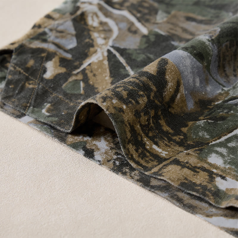 Buddha Stones Summer Casual Athletic Drawstring Camouflage Leaves Cotton Ramie Men's Shorts With Pockets - image 19