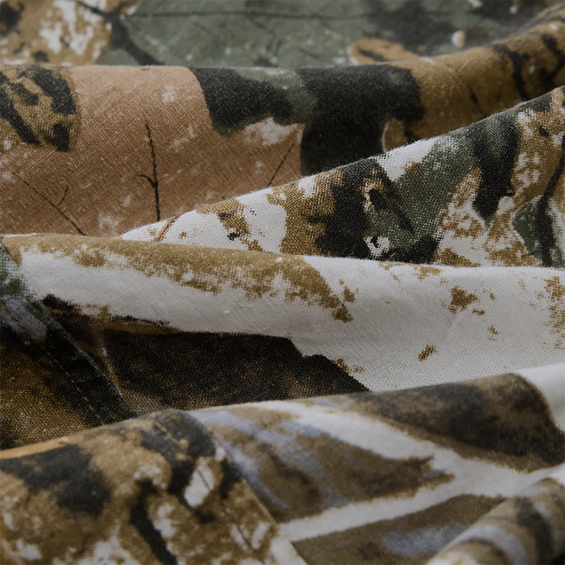 Buddha Stones Summer Casual Athletic Drawstring Camouflage Leaves Cotton Ramie Men's Shorts With Pockets - image 17