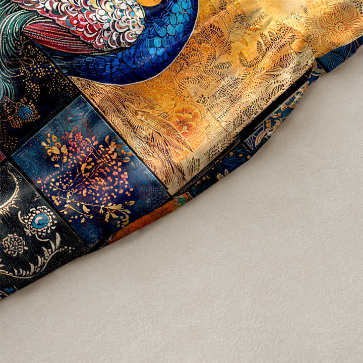 Buddha Stones Summer Casual Peacock Patchwork Pattern Women's Summer Sleeveless Midi Dress With Pockets - image 3