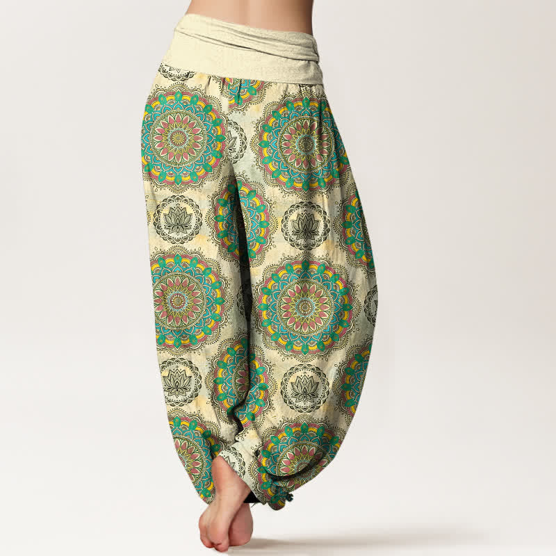 Buddha Stones Cotton Boho Mandala Pattern Women's Elastic Waist Harem Pants - image 2