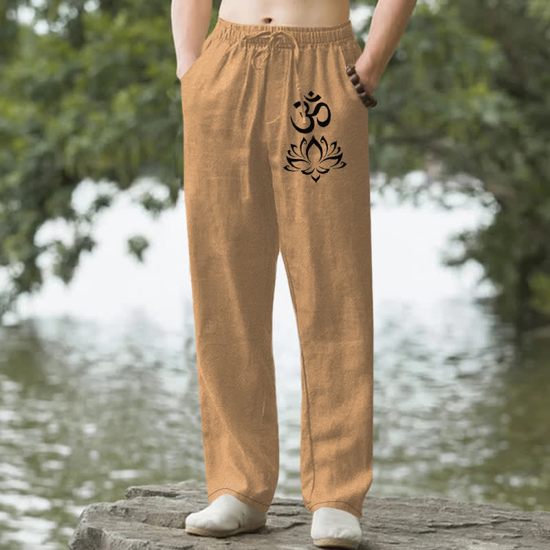 Buddha Stones Cotton Lotus Om Pattern Men's Tapered Pants With Pockets - Peru - US/UK/AU50，EU60 (5XL) - image 4