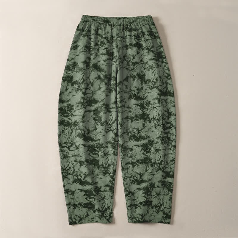 Buddha Stones Pure Cotton Dark Marble Camo Pattern Drawstring Men's Tapered Pants With Pockets - image 10