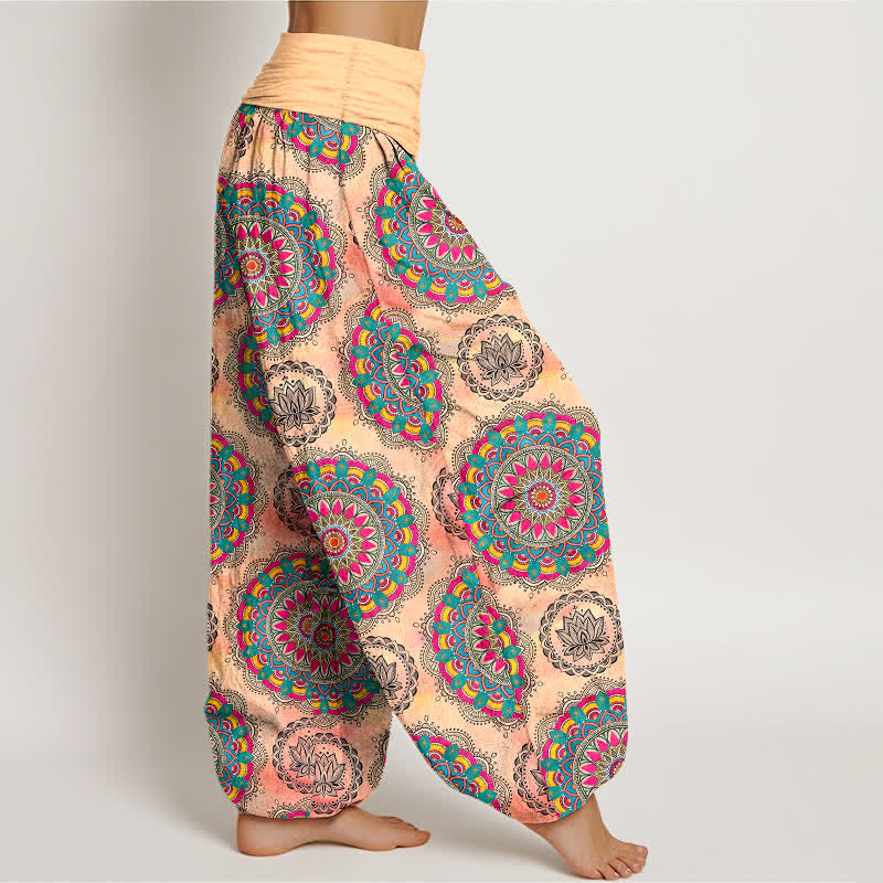Buddha Stones Cotton Boho Mandala Pattern Women's Elastic Waist Harem Pants - image 9