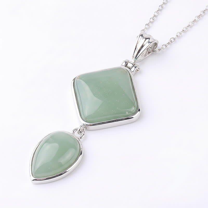 Buddha Stones Natural Stone Opal Double Pendant Calm Necklace - Green Aventurine - image 26