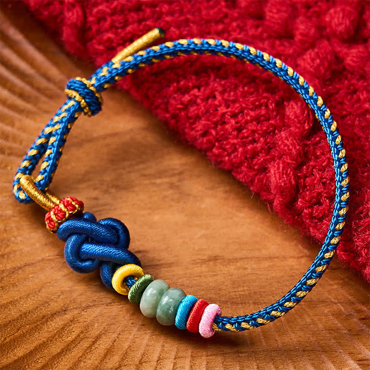 Buddha Stones Hand-Woven Chinese Knotting Luck Jade String Bracelet - Blue(Wrist Circumference: 5.9-7.1 in / 15-18cm) - image 9