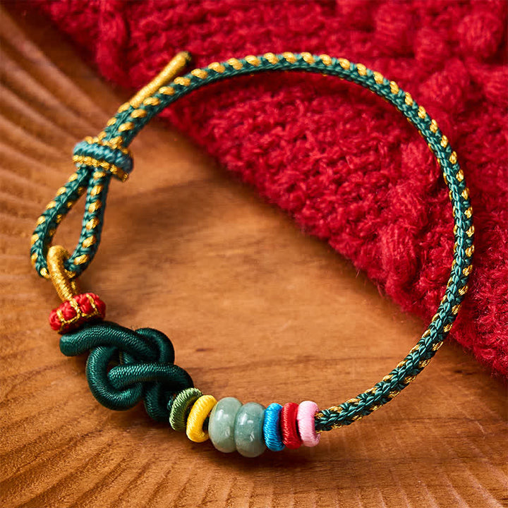 Buddha Stones Hand-Woven Chinese Knotting Luck Jade String Bracelet - Green(Wrist Circumference: 5.9-7.1 in / 15-18cm) - image 14