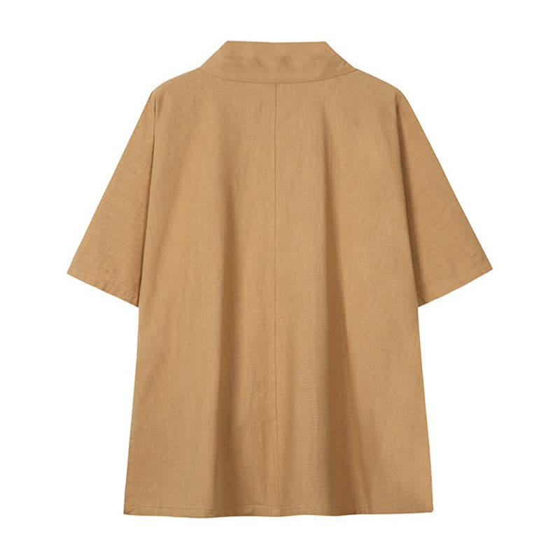 Buddha Stones Spring Summer Minimalist Drawstring Solid Cotton Linen Men's Kimono - image 13