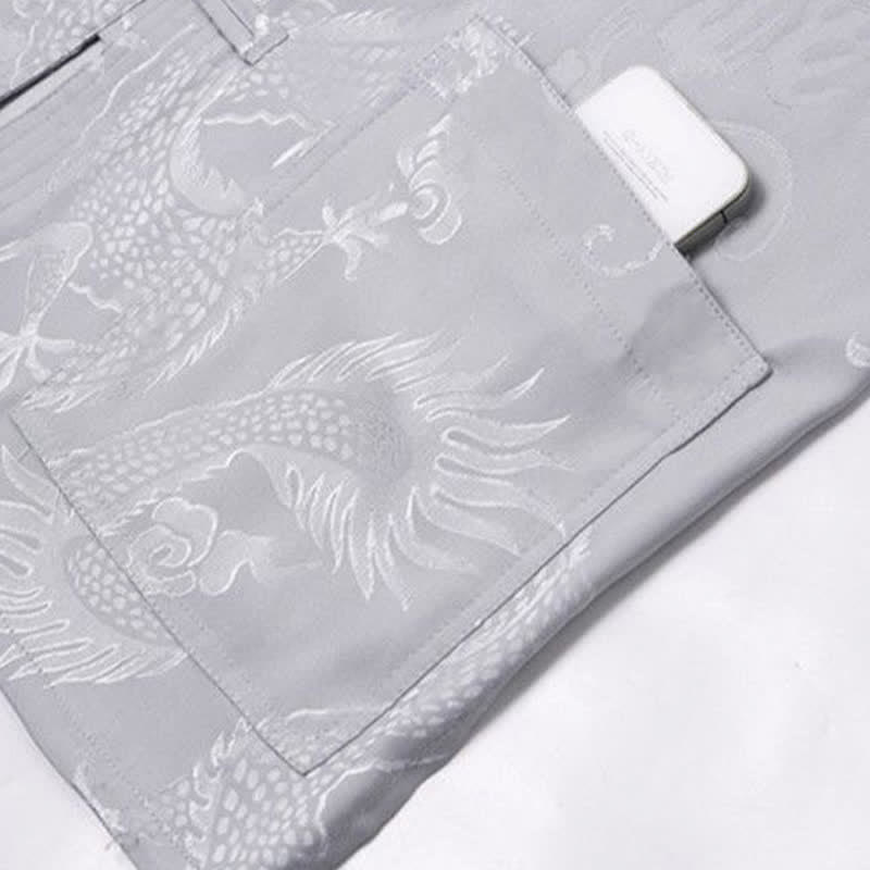 Buddha Stones 2Pcs Tang Suit Dragon Frog-Button Men's Long Sleeve Shirt Pants Clothing Set - image 10