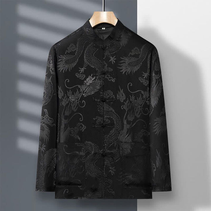 Buddha Stones 2Pcs Tang Suit Dragon Frog-Button Men's Long Sleeve Shirt Pants Clothing Set - image 20