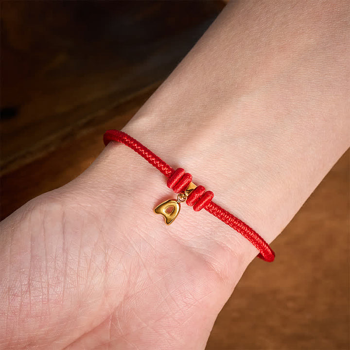 Buddha Stones Titanium Steel Letter Red String Faith Bracelet - image 9