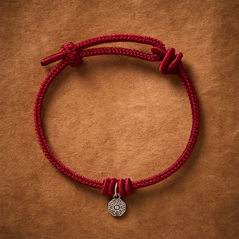 Buddha Stones 925 Sterling Silver Bagua Red String Connection Bracelet - Dark Red String - 6.7–7.5 in (17–19 cm) - image 11