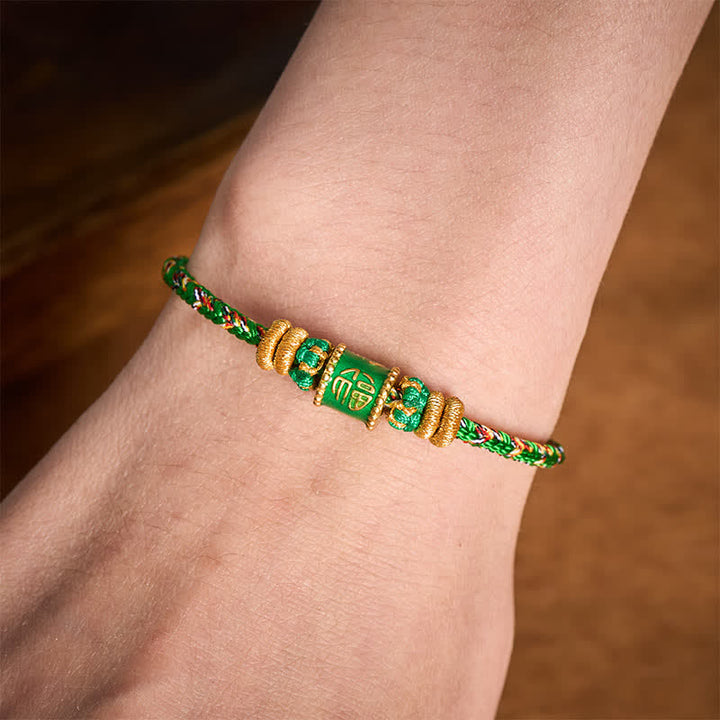 Buddha Stones Fu Character Green String Happiness Bracelet - image 4