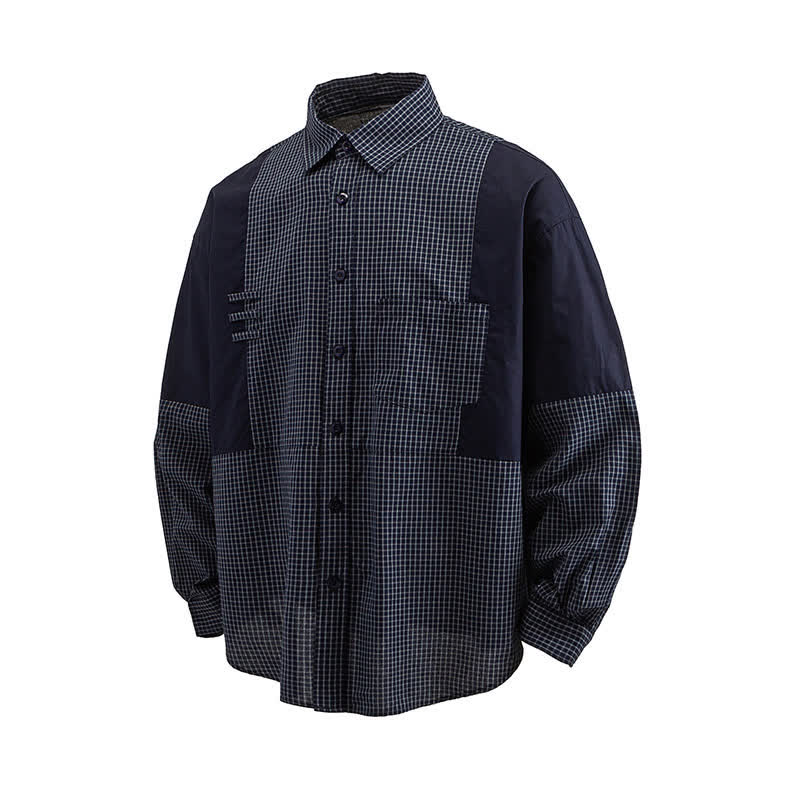 Buddha Stones Spring Fall Vintage Button-Up Plaid Men's Long Sleeve Shirts With Pocket - image 6