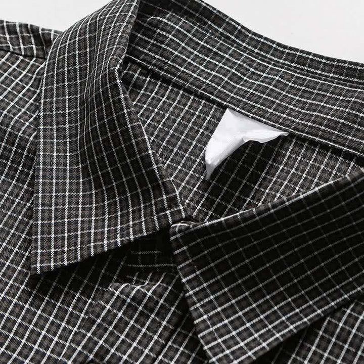 Buddha Stones Spring Fall Vintage Button-Up Plaid Men's Long Sleeve Shirts With Pocket - image 12