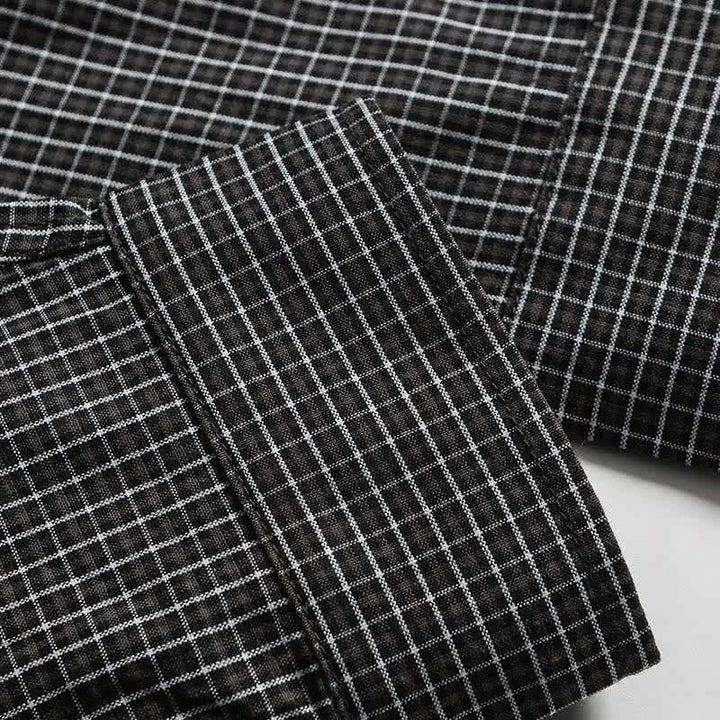 Buddha Stones Spring Fall Vintage Button-Up Plaid Men's Long Sleeve Shirts With Pocket - image 13