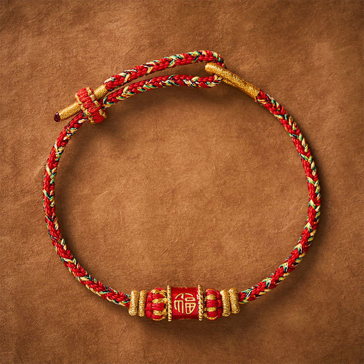 Buddha Stones Fu Character Red String Fortune Bracelet - image 1