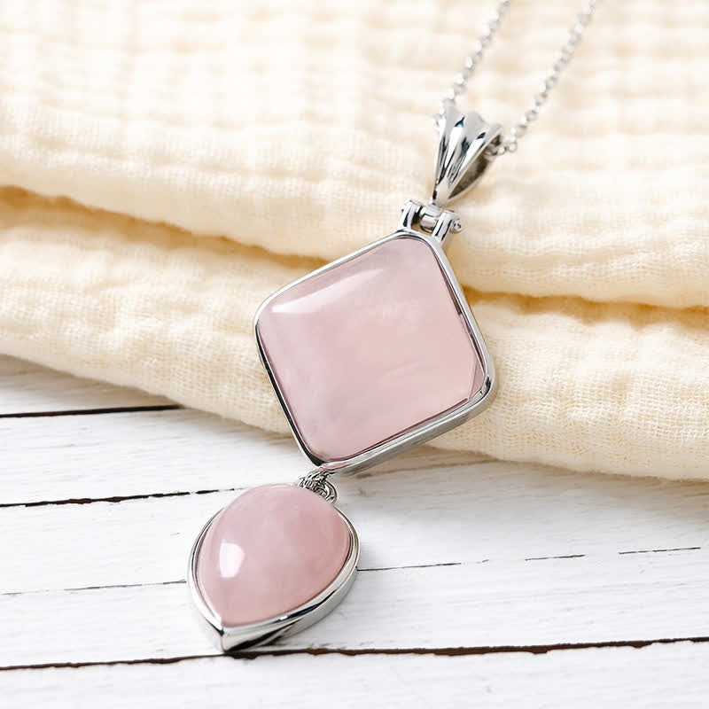 Buddha Stones Natural Stone Opal Double Pendant Calm Necklace - image 1