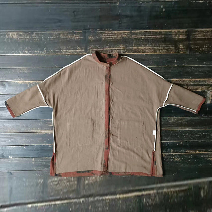 Buddha Stones Orange Peony Flower Frog-Button Open Front Jacket With Pockets - image 13